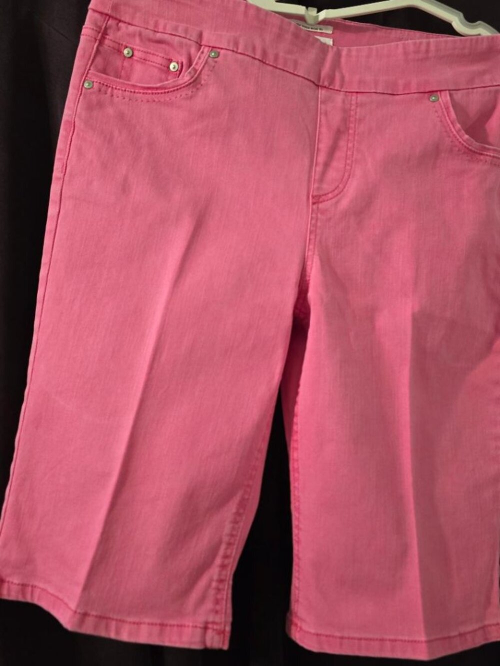 8 Westbound Pants Hot Pink High Waisted Cotton Tie Hem Capris 5 Pocket Denim